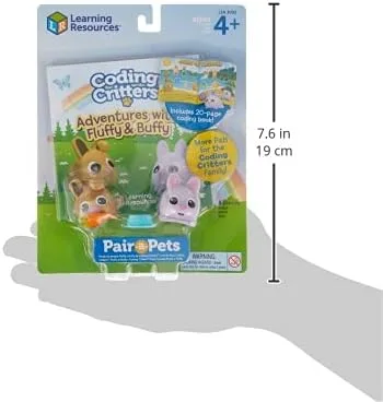 Vista 5 de Learning Resources Coding Critters Pair a Pets Bunnies Fluffy & Buffy, juguete de codificación temprana sin pantalla para niños, juguete interactivo