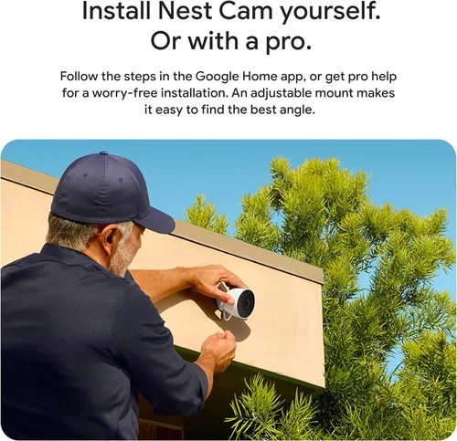 Vista 10 de Google Nest Cam Outdoor (cableada, 2.ª generación) - Cámara de seguridad con video 2K y Géminis, visión nocturna, audio bidireccional - Funciona
