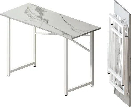 Vista 18 de Escritorio plegable de 47 pulgadas, no requiere montaje, mesa de oficina en casa, escritorio de campamento para computadora de juegos, color beige
