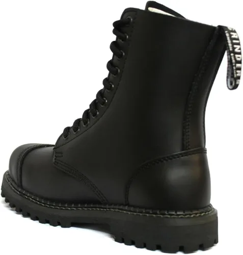 Vista 4 de Grinders Stag CS Botas punk militares de seguridad unisex de piel negra con 10 agujeros en los dedos del pie de acero