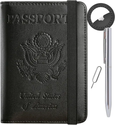 Vista 30 de Passport Holder, Travel Essentials, Passport Cover, RFID Travel Wallet 113#Negro