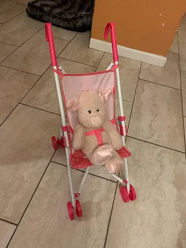 Vista 9 de Anivia Colección de muñecas de bebé, cochecito de muñeca con diseño de corazón, regalos para niños pequeños y niñas, cochecito de muñeca plegable