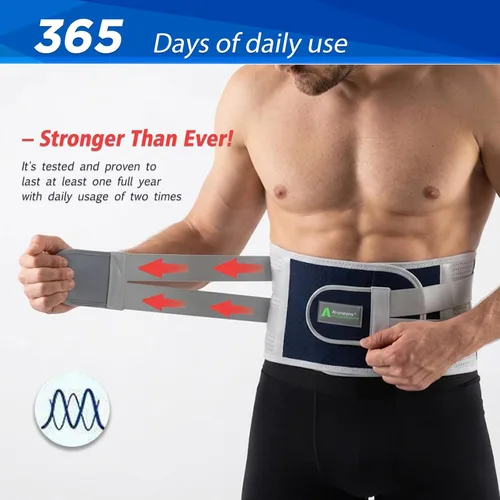 Vista 5 de Soporte de espalda para aliviar el dolor de espalda baja de hernia de disco, ciática y escoliosis, cinturón de soporte lumbar ergonómico ajustable