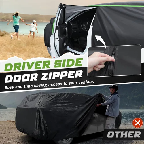 Vista 3 de Mixsuper Liner Funda para coche para BMW X3 2003-2026, 7 capas, funda impermeable para coche, accesorios para X3 con puerta con cremallera, tiras