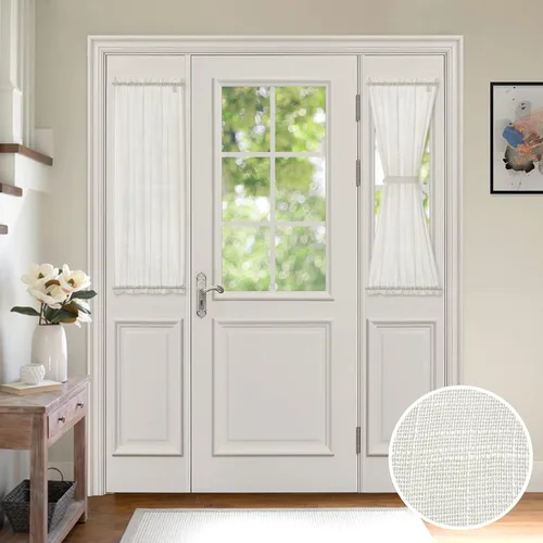 MIULEE Juego de 2 cortinas para puerta lateral con aspecto translúcido de lino sintético, filtro de luz, cortinas transparentes para ventana y voile