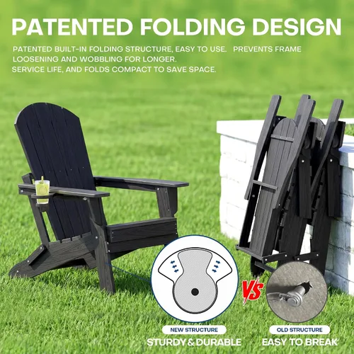 Vista 6 de Silla Adirondack plegable HDPE con portavasos, Aruba Arubablue