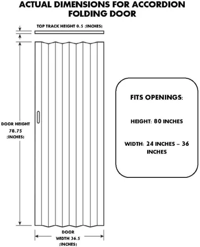 Vista 2 de LTL Home Products Via Panel de vinilo de 36 x 80 pulgadas, puerta de acordeón plegable individual con bisagras flexibles para interiores de hogar