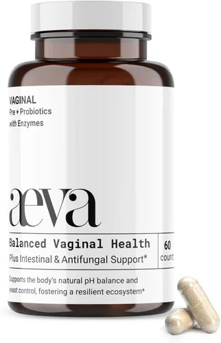 Aeva Probiótico vaginal: probióticos + prebióticos + enzimas + ácido fúlvico - Apoya la salud del microbioma vaginal, el equilibrio de levaduras, la