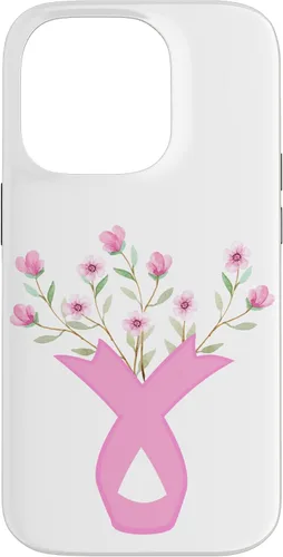Vista 17 de Flower Jar Pink Ribbon Breast Cancer Awareness Month Women Case for iPhone 17