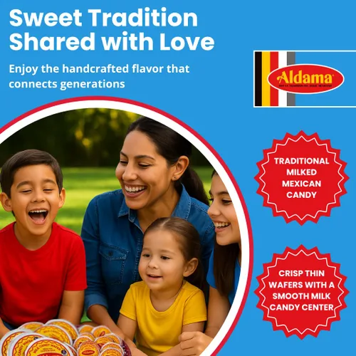 Vista 3 de ALDAMA Obleas Grande Obleas - Caramelo de leche de oblea grande – 14.1 onzas Galletas cremosas mexicanas Oblea con relleno de Dulce de Leche
