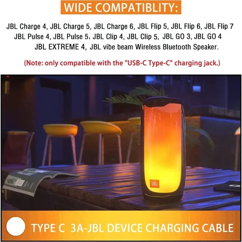 Vista 6 de Cable Cargador de Carga USB Compatible con JBL Charge 4, Charge 5, Charge 6, JBL Flip 5, Flip 6, Flip 7, JBL Pulse 4, Pulse 5, Clip4, Clip5