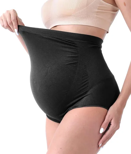 Vista 2 de SUNNYBUY Ropa interior de maternidad de cintura alta para mujer sin costuras suaves hipster sobre el vientre