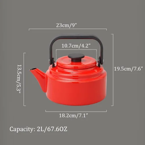 LIOONS Hervidor de té de grado alimenticio, tetera de esmalte creativa, hervidor de fuego directo para el hogar, gran capacidad con asa, tetera de 2