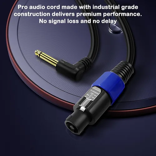 Vista 4 de MEIRIYFA Cable Speakon a 1/4 de altavoz mono, ángulo recto de 0.250 in (1/4 pulgadas), conector macho TS a Speakon Cable de audio de altavoz macho