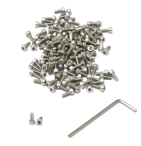 Vista 156 de iexcell Kit de tornillos de cabeza hexagonal de acero inoxidable 304, 100 unidades M2 x 0.157 in, paso de rosca de 0.016 in