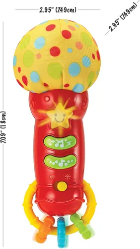 Vista 5 de KiddoLab Micrófono de juguete para bebé con botón de estrella iluminado de felpa suave, cabeza de lunares, rimas musicales, efectos de sonido