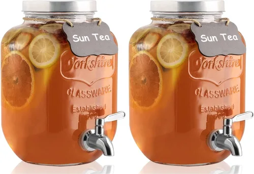 Dispensador de bebidas de 1 galón con espita de acero inoxidable 18/8, hermético y a prueba de fugas, tarro de té solar con tapas antioxidantes,