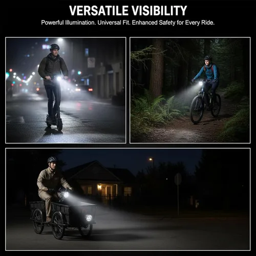 Vista 2 de Faro delantero Ebike de 3 pines - PSLER 36V-72V barra de luz para bicicleta, luz delantera de bicicleta eléctrica con bocina