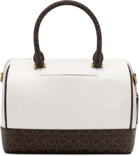 Vista 2 de Calvin Klein Ashley Barrel Satchel cuadros negroblanco
