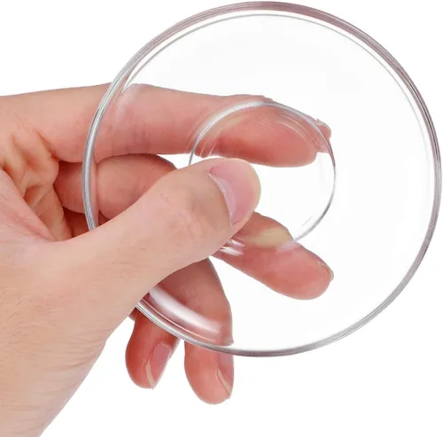 Vista 4 de Angoily Platos de cristal, 4 platillos para tazas de té, cuencos de inmersión transparentes, plato de postre de cristal para fiesta, pequeño