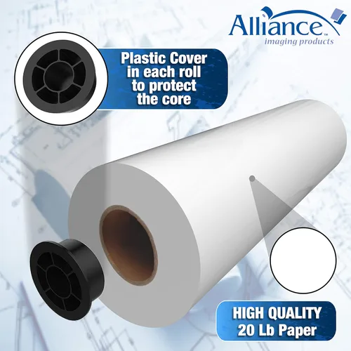 Vista 4 de Alliance - Rollos de papel, diseño de ingeniería, 76.2 cm x 152 m, 92 brillante, Blanco