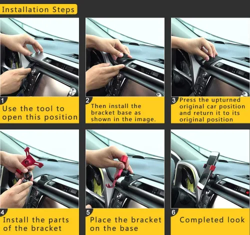 Vista 6 de BEERTE Soporte para teléfono compatible con Toyota RAV4 2013-2018, ventilación de aire ajustable, soporte de teléfono celular para tablero