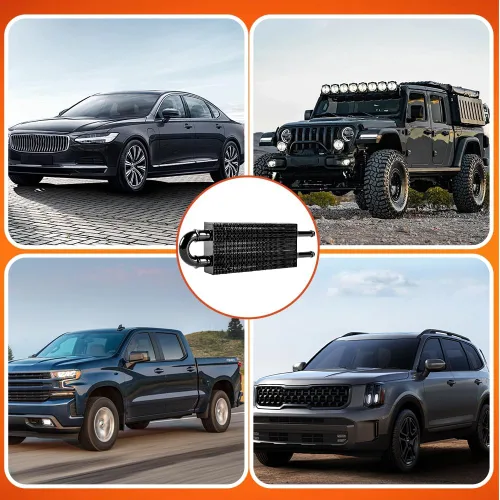 Vista 7 de BARTOO Kit universal de enfriador de aceite de transmisión de 5/16", enfriador de aceite de transmisión de aleación de aluminio de 2 pasos de tubo