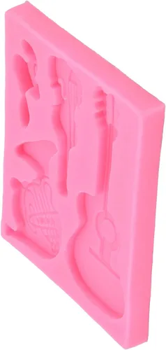 Vista 7 de Molde de silicona, forma de guitarra de bricolaje, decoración de pastel de fondant de chocolate, para el hogar, panadería, cocina