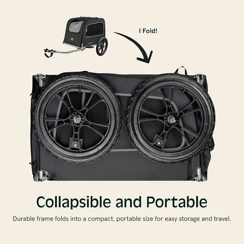 Vista 6 de Retrospec Rover Waggin' - Remolque de bicicleta para mascotas, para perros pequeños y medianos, marco plegable con ruedas de 16 pulgadas