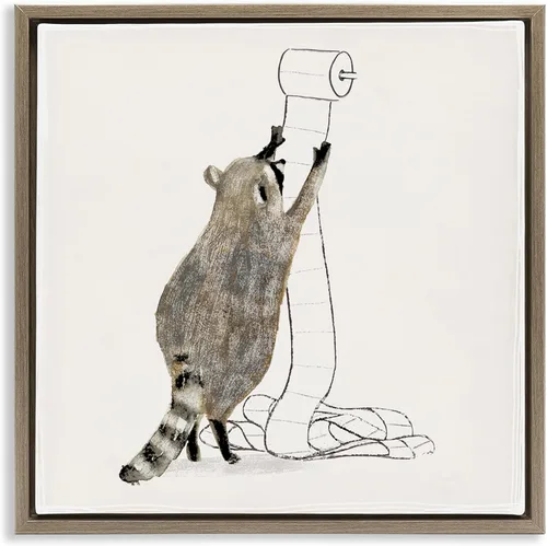 Vista 15 de Stupell Industries Raccoon Toilet Paper Hoarder Framed Giclee Art by Victoria Barnes