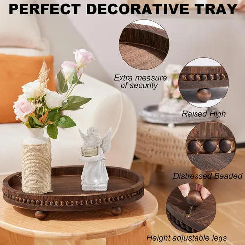 Vista 9 de HouseJoy - Bandeja decorativa para mesa auxiliar, bandeja decorativa