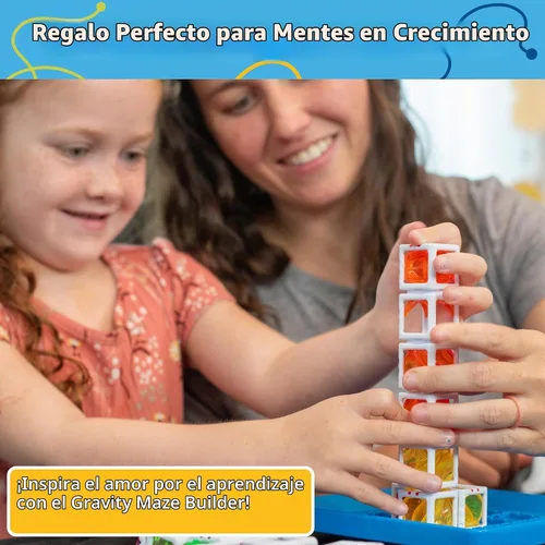 Vista 5 de ThinkFun Gravity Maze Builder para niños de 5 años en adelante, juego de lógica de mármol RunBrain, diseño de laberinto práctico