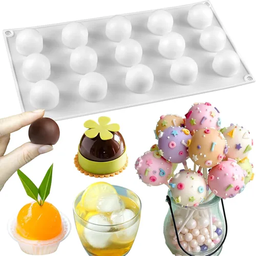 Vista 9 de Molde de silicona semiesfera, 2 piezas de molde de silicona para chocolate, 30 cavidades, moldes de media bola pequeña para trufas de chocolate