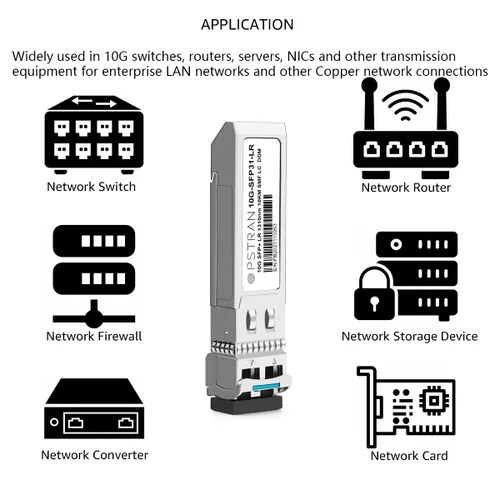 Vista 5 de 10GBASE-LR SFP+ Módulo Transceptor Óptico, 1310nm, 6.2 mi, DDM, Duplex LC SMF, 10 unidades, Gris, Sólido