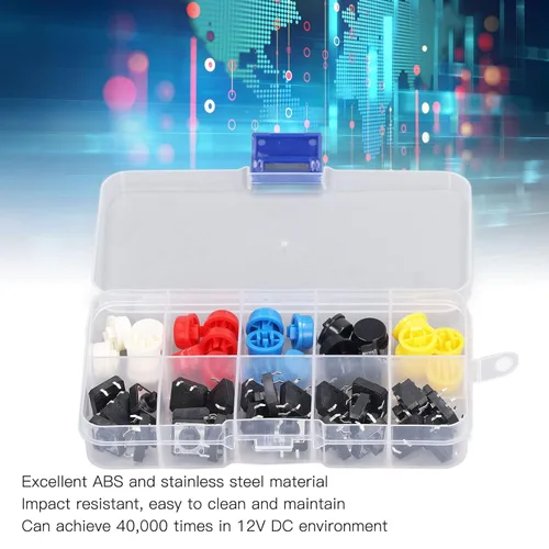 Vista 8 de Juego de 25 piezas de interruptor táctil táctil momentáneo multicolor interruptor táctil redondo 0.472x0.472x0.287 in 4 pin Micro interruptor táctil