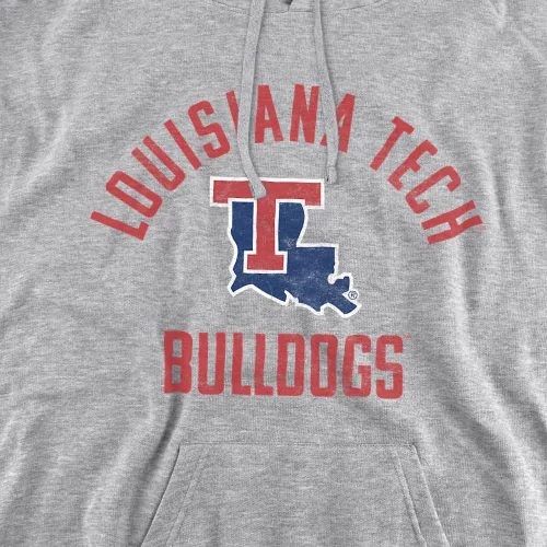 Vista 2 de Louisiana Tech University Sudadera con capucha unisex con logotipo oficial de Bulldogs
