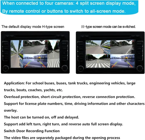 Vista 5 de Divisor de video de 4 canales, 1080P AHD 4 cámaras de control de video para cámaras de automóvil, interruptor de imagen, caja combinadora