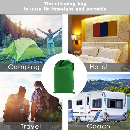Vista 5 de Bolsa de dormir para viajes y campamento, ligera, compacta y portátil, ideal para viajes, hostales y campamentos
