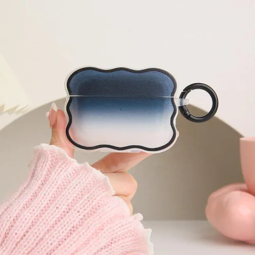 Compatible with Apple AirPods Pro 2 Generation 2022 Case Cover, Lovely Waves Design Shockproof Soft Clear TPU AirPods Pro2 Protector with Keychain