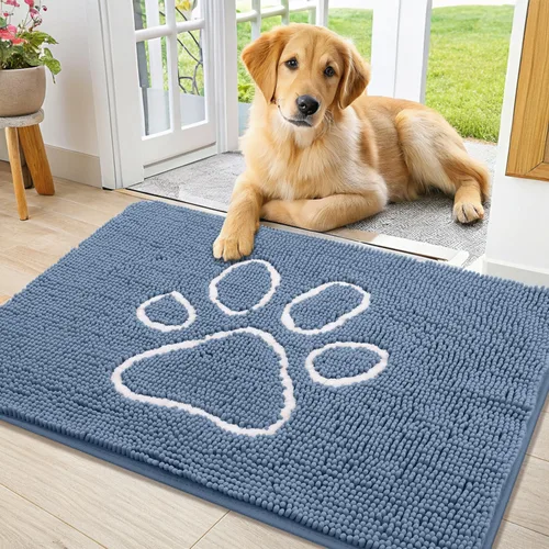 Vista 102 de Smiry Tapete para puerta de perro para patas fangosas, absorbente que atrapa la suciedad, antideslizante, de secado rápido, lavable, tapete