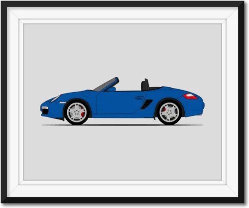 Custom Car Posters Handmade Poster compatible with Porsche Boxster 987 (2004-2008) (Side Profile) Print Wall Art Décor - 11x14 Metallic Print