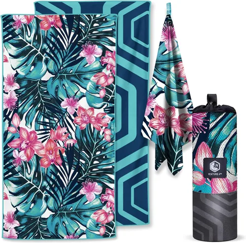 VENTURE 4TH - Toalla de playa de microfibra: secado rápido, compacta, libre de arena, absorbente, a prueba de arena y ligera - Perfecta para Blue