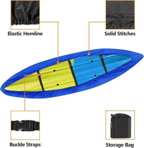 Vista 2 de iCOVER Funda para Kayak, Fundas Impermeables para Kayak para Almacenamiento al Aire Libre, Funda Resistente al Polvo para Canoa para Almacenamiento