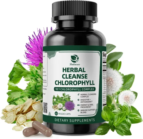 Lukaree Cápsulas de Complejo Herbal de Clorofila, 60 Cápsulas Veganas de Clorofila para Desintoxicación, Digestión, Salud Intestinal y de la Piel,