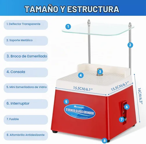 Vista 4 de Mxmoonant Amoladora de vitrales con brocas de amoladora de 5/8 pulgadas y 1 4200r Mini Kit de herramientas de molienda de bricolaje, para dar