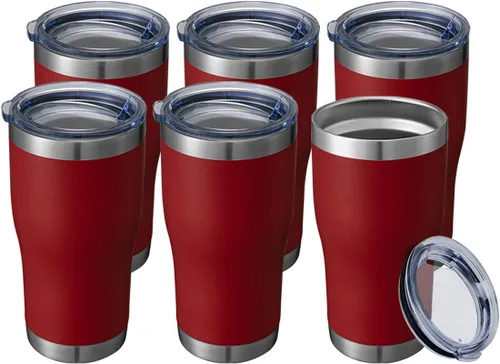 Vista 17 de HASLE OUTFITTERS Vaso de 20 onzas a granel, vasos de acero inoxidable con tapa, vaso aislado al vacío, vaso de doble pared, tazas de café, gris