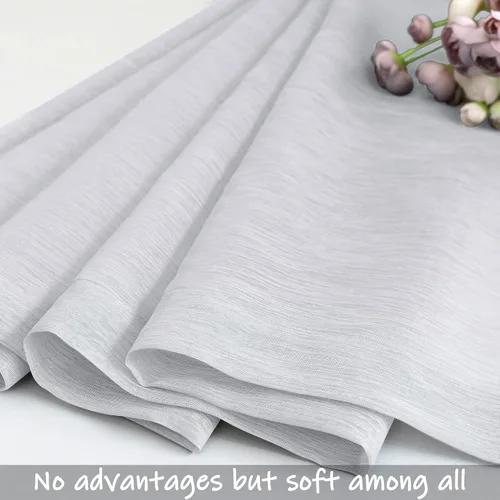 Vista 4 de Cortinas plateadas de 84 pulgadas de largo para sala de estar, juego de 2 paneles de cortinas traslúcidas con bolsillo para barra, cortinas grises