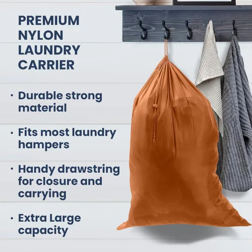 Vista 2 de Bolsa de lavandería de nailon resistente de alta calidad, cesta de ropa con cordón, artículos esenciales para el hogar y la universidad