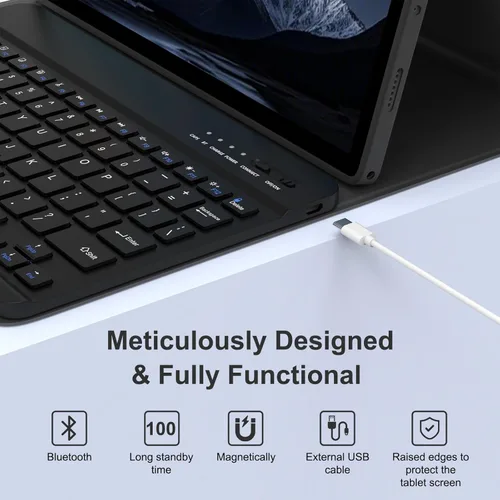 Vista 6 de MMK Funda para Galaxy Tab A9 Plus con teclado (11 pulgadas 2023), compatible con Samsung A11 Plus Tablet Case Keyboard