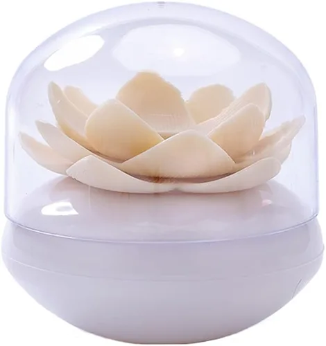 Vista 4 de Paquete de 2 organizadores de hisopos de algodón con diseño de flor de loto, soporte de brotes de algodón Q-Tips para palillos de dientes